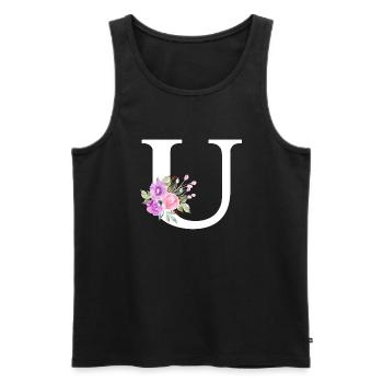 Lila Blumenbuchstabe u - Männer Premium Bio Tank Top - Schwarz - Vorne - AI Model Male 178 light (178cm)