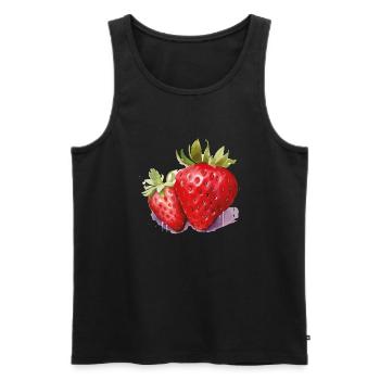 erdbeere - Männer Premium Bio Tank Top - Schwarz - Vorne - AI Model Male 178 light (178cm)