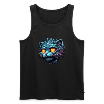 Cool Cat / Funny / Animal / Pet / Crazy - Men's Premium Organic Tank Top - black - Front - Michal (187cm)