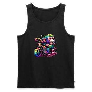 Regenbogenaffe am Regenbogensteuer - Männer Premium Bio Tank Top - Schwarz - Vorne - AI Model Male 178 light (178cm)