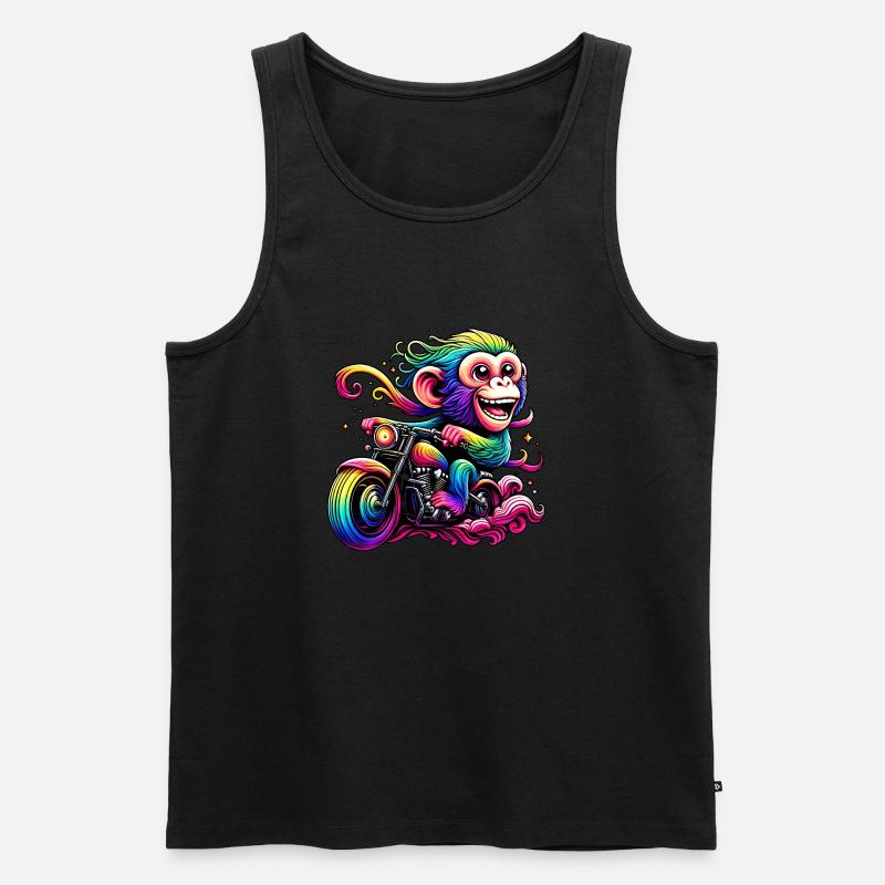 Regenbogenaffe am Regenbogensteuer - Männer Premium Bio Tank Top - Schwarz