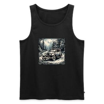 Auto / Fahrzeug / PKW / Mobil / Old Timer / fahren - Männer Premium Bio Tank Top - Schwarz - Vorne - AI Model Male 178 light (178cm)