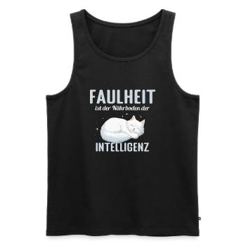 Faulheit ist der Närboden der Intelligenz - Männer Premium Bio Tank Top - Schwarz - Vorne - AI Model Male 178 light (178cm)