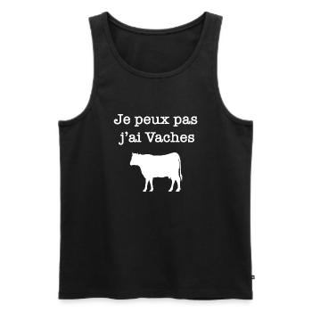 Je peux pas j’ai vaches - Débardeur bio Premium Homme - noir - Devant - AI Model Male 178 light (178cm)
