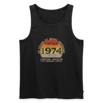 Geboren 1974 – Vintage-Geburtstag 1974 Retro - Männer Premium Bio Tank Top - Schwarz - Vorne - Michal (187cm)