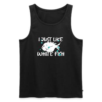 White Fish Quote - Men's Premium Organic Tank Top - black - Front - AI Model Male 178 light (178cm)