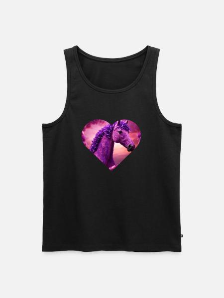 cheval garni de fleurs purples - Débardeur bio Premium Homme - noir