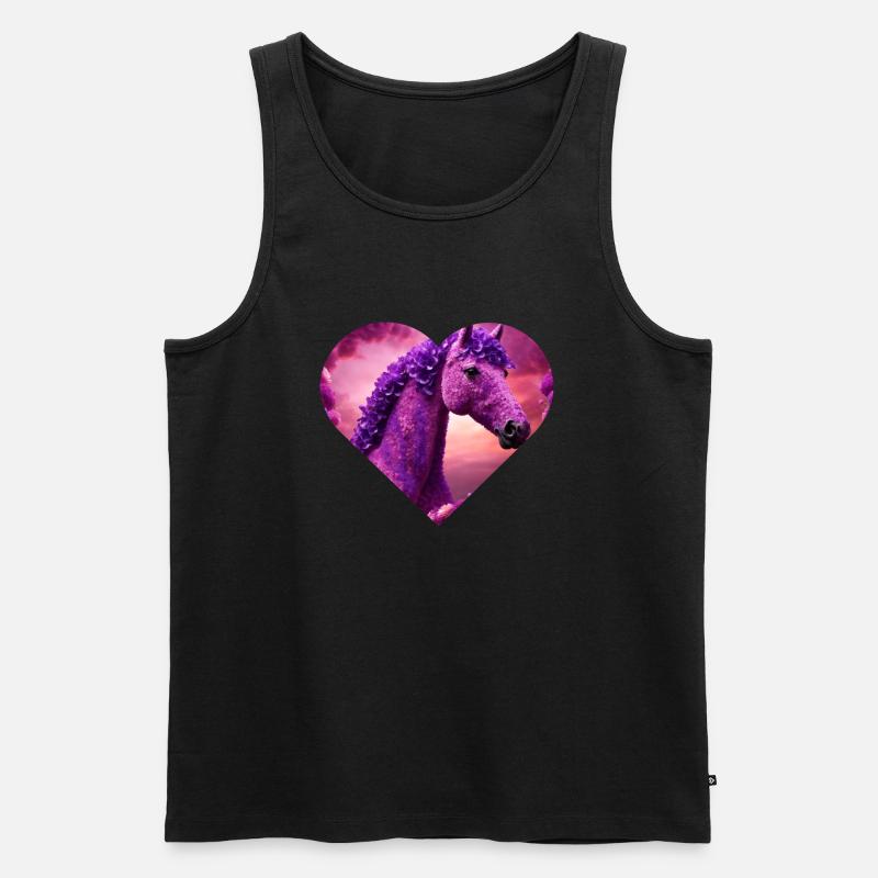 Pferd mit lila Blüten - Männer Premium Bio Tank Top - Schwarz