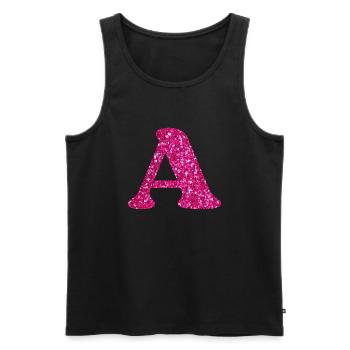 Letter A Pink Glitter - Men's Premium Organic Tank Top - black - Front - AI Model Male 178 light (178cm)