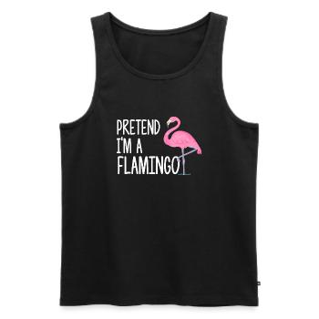 Faites semblant d’être un flamant rose - Drôle d’amoureux des oiseaux - Débardeur bio Premium Homme - noir - Devant - Michal (187cm)