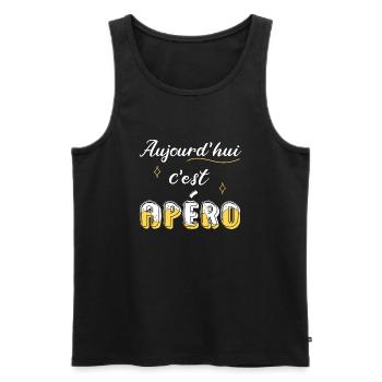 Aujourd'hui c'est apéro ! humour soirée - Débardeur bio Premium Homme - noir - Devant - Michal (187cm)