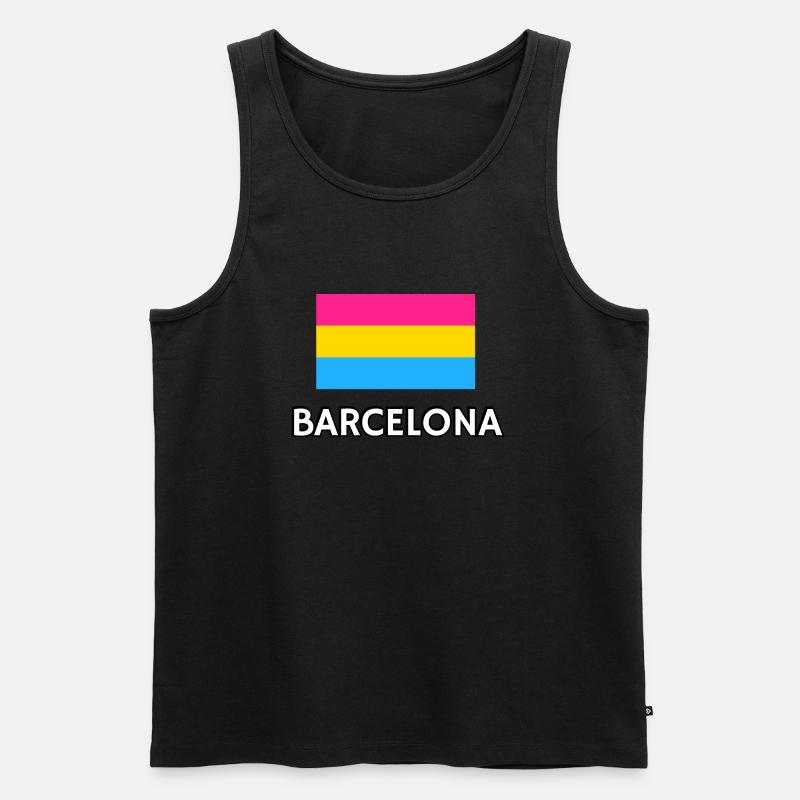Pan Pride Flagge Barcelona - Männer Premium Bio Tank Top - Schwarz