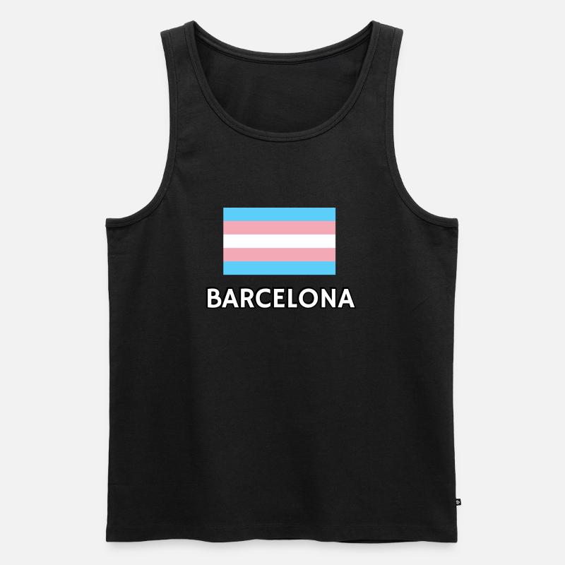 Trans Pride Flagge Barcelona - Männer Premium Bio Tank Top - Schwarz