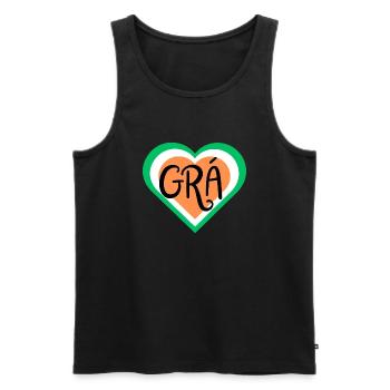 Grá - Irish Love design - Irish Flag - Men's Premium Organic Tank Top - black - Front - AI Model Male 178 light (178cm)