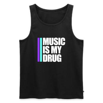 La musique est ma drogue Médecine Dire Musique Drogue Fête - Débardeur bio Premium Homme - noir - Devant - Michal (187cm)