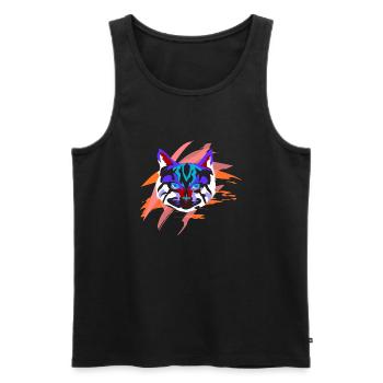 Pop art cat - Men's Premium Organic Tank Top - black - Front - AI Model Male 178 light (178cm)