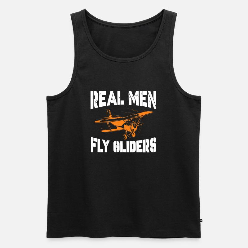Real Men fly gliders - Männer Premium Bio Tank Top - Schwarz