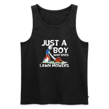 Just A Boy Who Loves Lawn Mowers - Gardener Lawn - Men's Premium Organic Tank Top - black - Front - Michal (187cm)