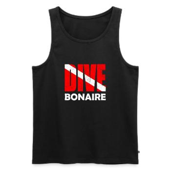 Plongée Bonaire, Plongeur Down Flag, Plongée sous-marine, Tauchen - Débardeur bio Premium Homme - noir - Devant - AI Model Male 178 light (178cm)
