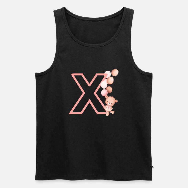 Buchstabe x Rosa Bär - Männer Premium Bio Tank Top - Schwarz