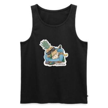 Kalsarikännit - Ananas betrinkt sich in Unterhose - Männer Premium Bio Tank Top - Schwarz - Vorne - AI Model Male 178 light (178cm)