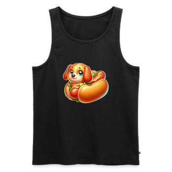 Hot-dog Hund - Débardeur bio Premium Homme - noir - Devant - AI Model Male 178 light (178cm)