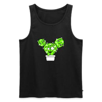 Kaktus Kakteen Gesicht Stachelig Lustig Grimasse - Männer Premium Bio Tank Top - Schwarz - Vorne - Michal (187cm)