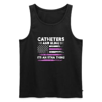 catheter and bling is an stna thing Design for a - Men's Premium Organic Tank Top - black - Front - AI Model Male 178 light (178cm)