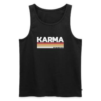 Karma Rétro Vintage Années 80 Années 90 - Débardeur bio Premium Homme - noir - Devant - Michal (187cm)