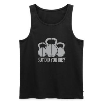 Motivation with humor for the gym - Men's Premium Organic Tank Top - black - Front - AI Model Male 178 light (178cm)