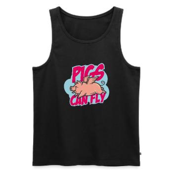 Les cochons peuvent voler - Débardeur bio Premium Homme - noir - Devant - Michal (187cm)