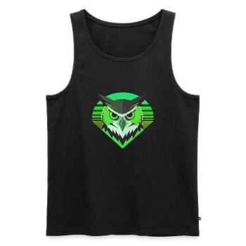 Grüne Eule - Männer Premium Bio Tank Top - Schwarz - Vorne - Michal (187cm)