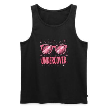 Funny Sunglasses and Undercover Speech Costume - Men's Premium Organic Tank Top - black - Front - AI Model Male 178 light (178cm)