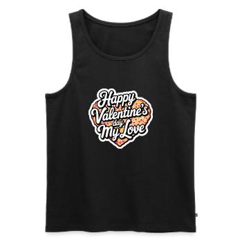 Joyeuse Saint Valentin mon amour cadeau pour elle - Débardeur bio Premium Homme - noir - Devant - AI Model Male 178 light (178cm)