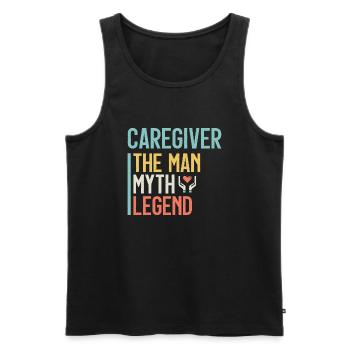 Caregiver The Man Myth Legend Caregiving Carer - Men's Premium Organic Tank Top - black - Front - AI Model Male 178 light (178cm)