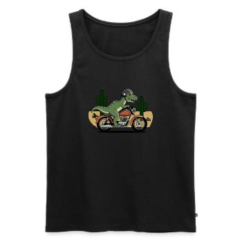 T-Rex on a Motorcycle - Men's Premium Organic Tank Top - black - Front - AI Model Male 178 light (178cm)