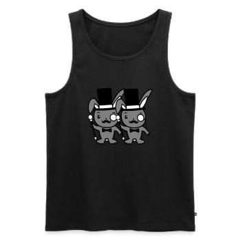 2 Hasen Herr Gentleman Zylinder Hut Monokel Brille - Männer Premium Bio Tank Top - Schwarz - Vorne - Michal (187cm)