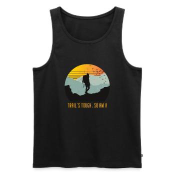 Der Trail ist hart, ich auch! - Wandern im Wald - Männer Premium Bio Tank Top - Schwarz - Vorne - AI Model Male 178 light (178cm)