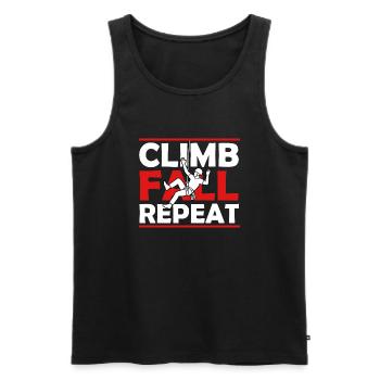 Climb Fall Repeat - climbing t-shirt - Men's Premium Organic Tank Top - black - Front - Michal (187cm)