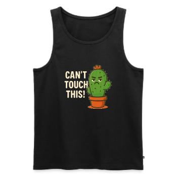 Cactus - Can't Touch This, Thorns, Funny Plant - Men's Premium Organic Tank Top - black - Front - AI Model Male 178 light (178cm)