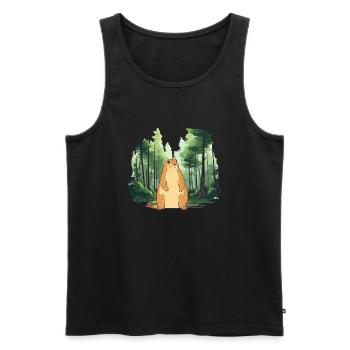 Marmotte fort paysage nature - Débardeur bio Premium Homme - noir - Devant - Michal (187cm)