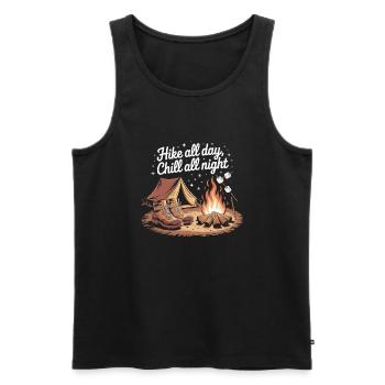 Hike All Day, Chill All Night – Camping Adventure - Men's Premium Organic Tank Top - black - Front - Michal (187cm)