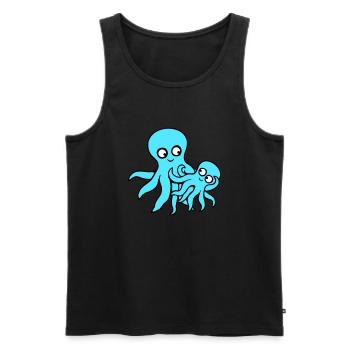 Pieuvre Maman Papa Enfant Bébé Mère Père Famille - Débardeur bio Premium Homme - noir - Devant - AI Model Male 178 light (178cm)