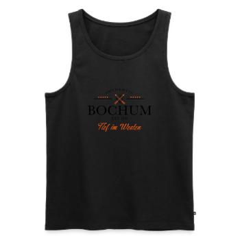 Logo Bochum authentic Tief im Westen - Männer Premium Bio Tank Top - Schwarz - Vorne - Michal (187cm)