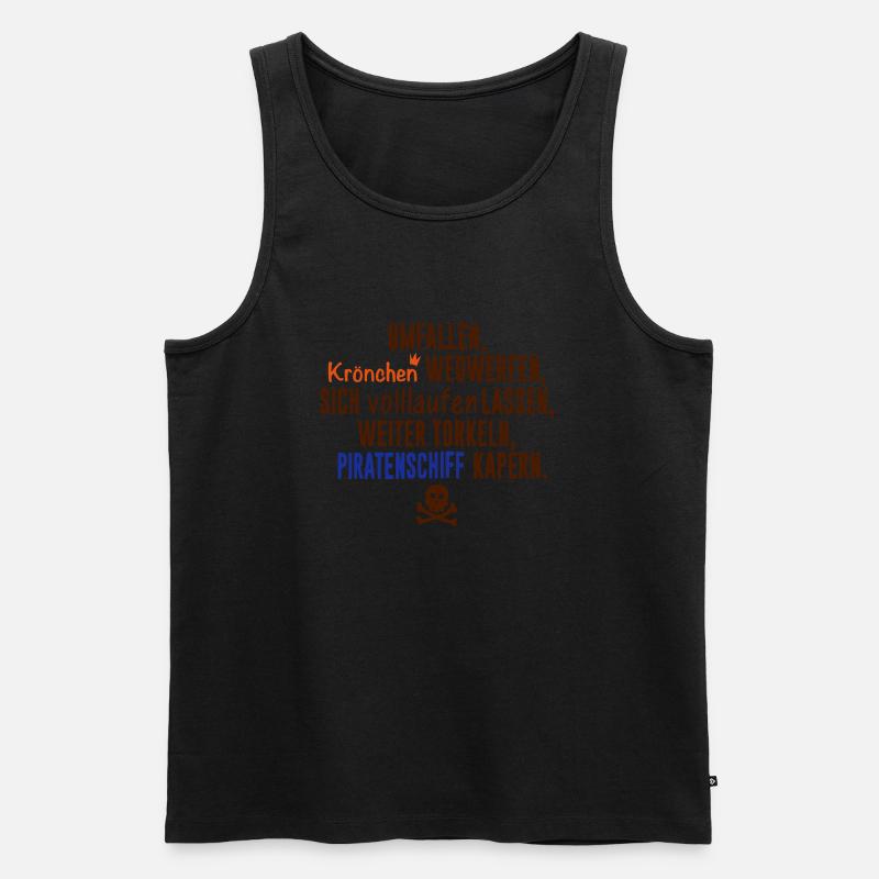 Krönchen vs Piratenschiff - Männer Premium Bio Tank Top - Schwarz