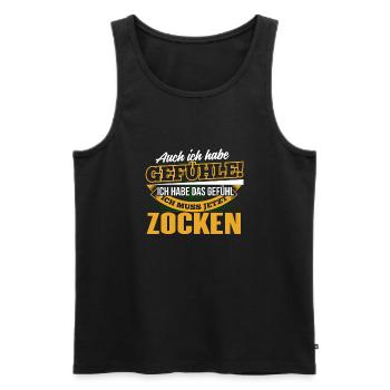 ZOCKEN - Ich habe auch Gefühle - Männer Premium Bio Tank Top - Schwarz - Vorne - Michal (187cm)