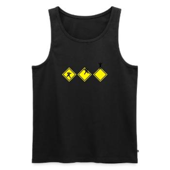 climbing roadsigns - Men's Premium Organic Tank Top - black - Front - AI Model Male 178 light (178cm)