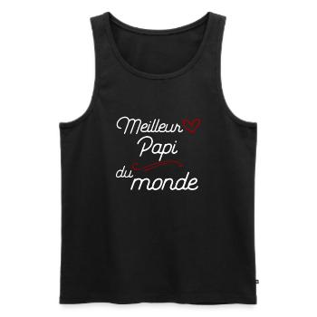 Meilleur papi t-shirt cadeau papy - Débardeur bio Premium Homme - noir - Devant - Michal (187cm)