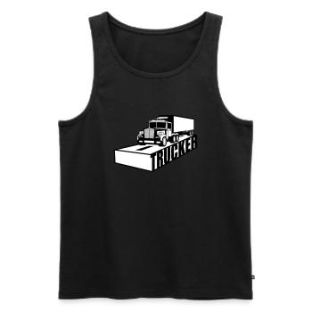 strasse text logo truck lkw lastwagen fernfahrer f - Männer Premium Bio Tank Top - Schwarz - Vorne - Michal (187cm)