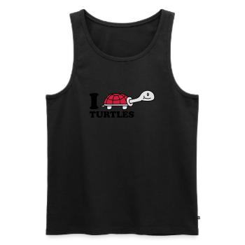 I Love Turtles - Men's Premium Organic Tank Top - black - Front - AI Model Male 178 light (178cm)